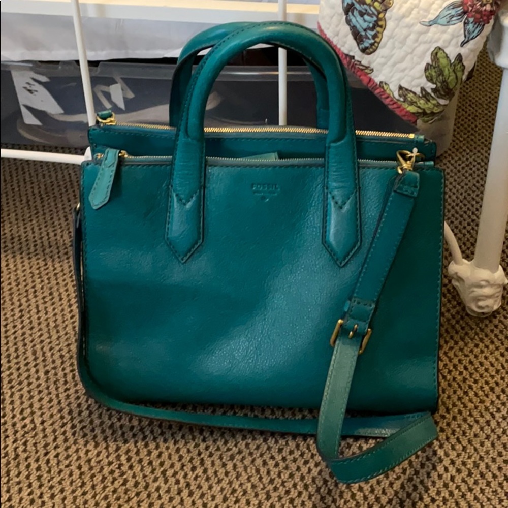 Teal leather Fossil Purse